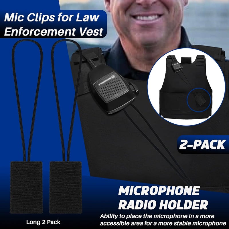 Terixe 4 Pack Mic Clips for Law Enforcement, Black Radio Mic Holders, Mic Clips for Law Enforcement Vest, Essential Law Enforcement Accessories (2 Long and 2 Short) - Image 3
